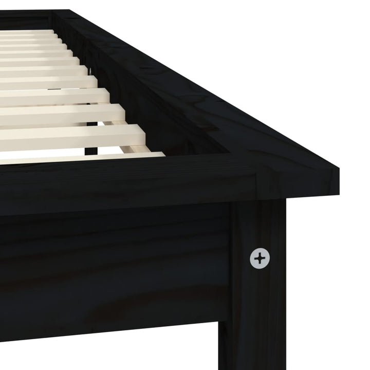 sengeramme 150x200 cm massivt fyrretræ sort