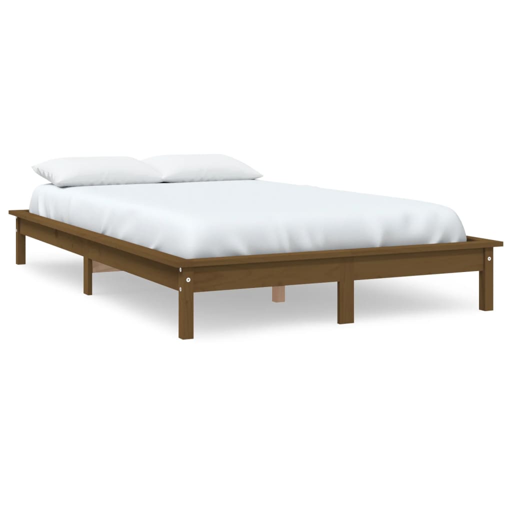 sengeramme 160x200 cm massivt fyrretræ gyldenbrun