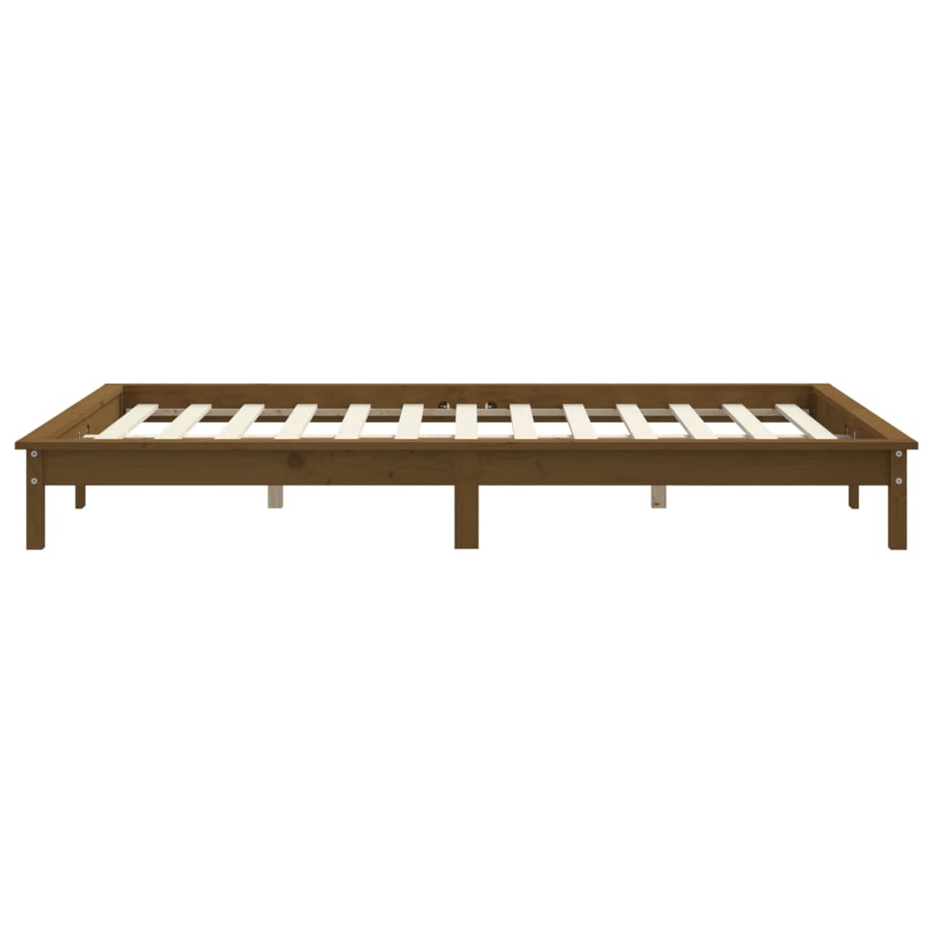 sengeramme 160x200 cm massivt fyrretræ gyldenbrun