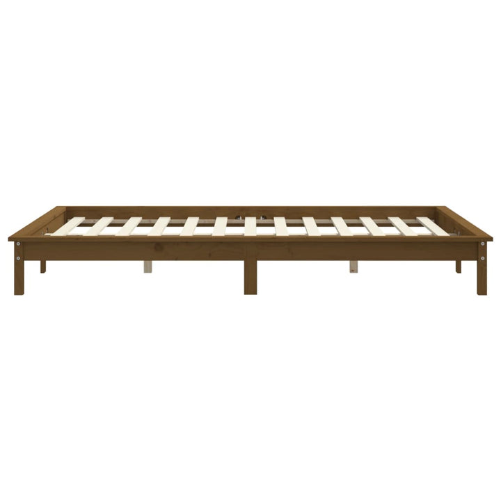 sengeramme 160x200 cm massivt fyrretræ gyldenbrun