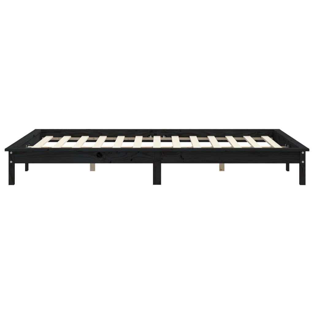 sengeramme 160x200 cm massivt fyrretræ sort