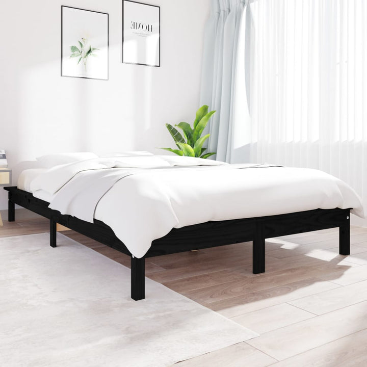 sengeramme 160x200 cm massivt fyrretræ sort