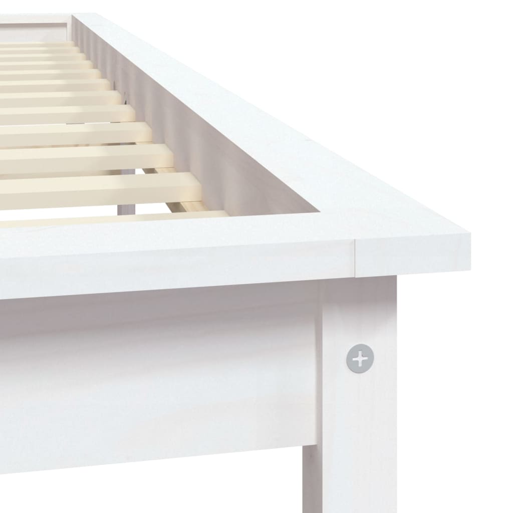 sengeramme 180x200 cm massivt fyrretræ hvid