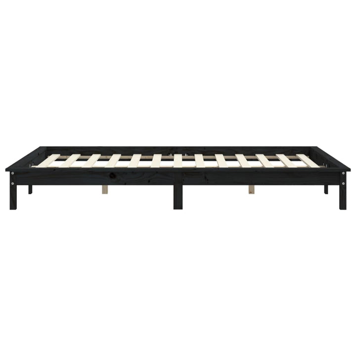 sengeramme 180x200 cm massivt fyrretræ sort