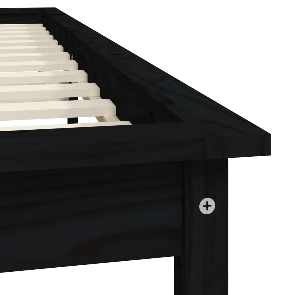 sengeramme 180x200 cm massivt fyrretræ sort