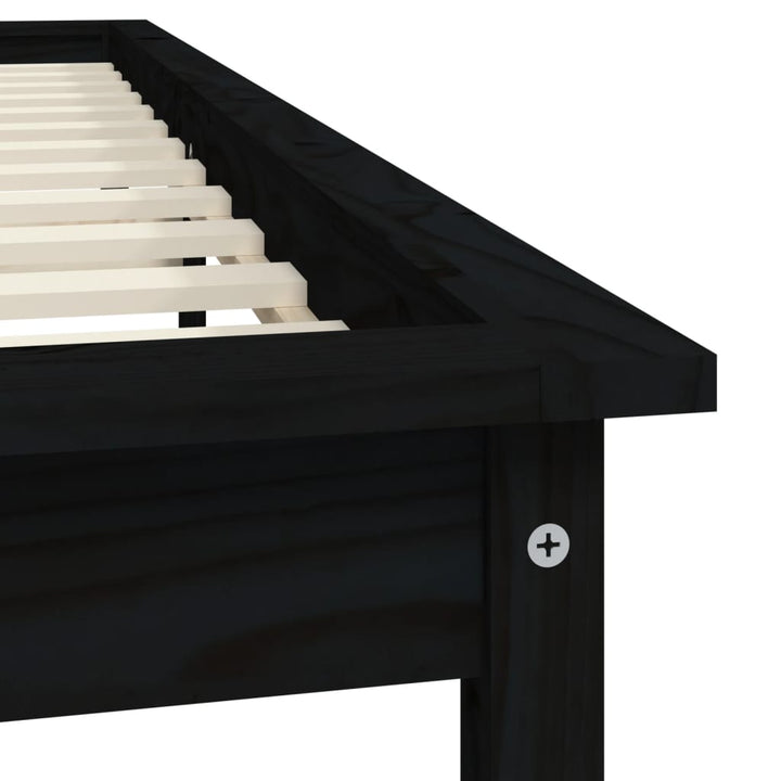 sengeramme 180x200 cm massivt fyrretræ sort