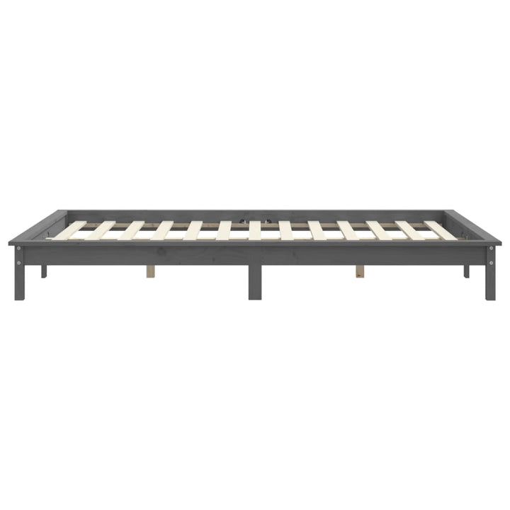 sengeramme 200x200 cm massivt fyrretræ grå