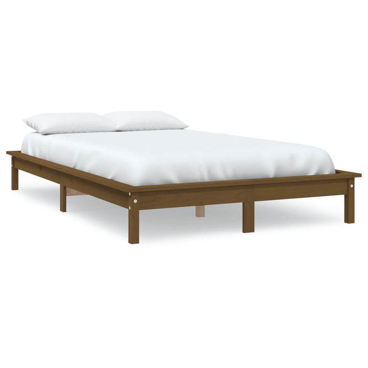 sengeramme 200x200 cm massivt fyrretræ gyldenbrun