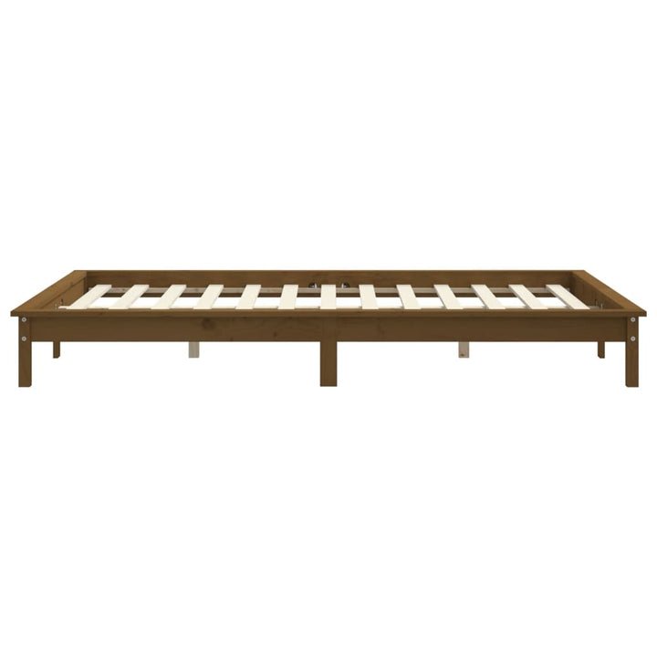 sengeramme 200x200 cm massivt fyrretræ gyldenbrun