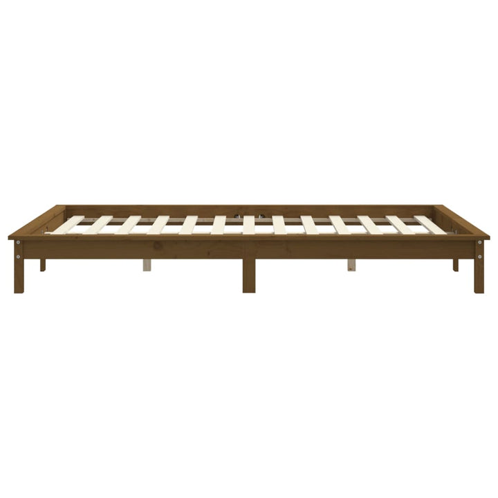 sengeramme 135x190 cm dobbelt massivt fyrretræ gyldenbrun