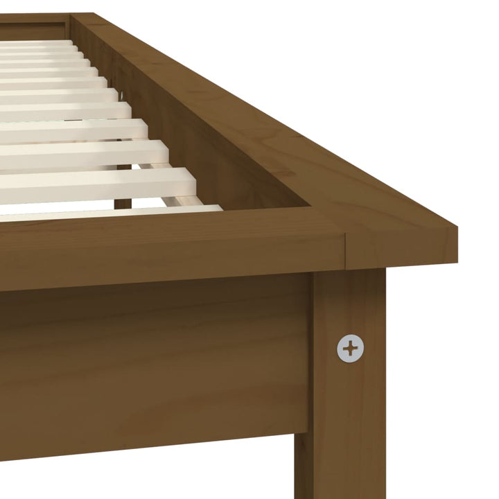 sengeramme 135x190 cm dobbelt massivt fyrretræ gyldenbrun