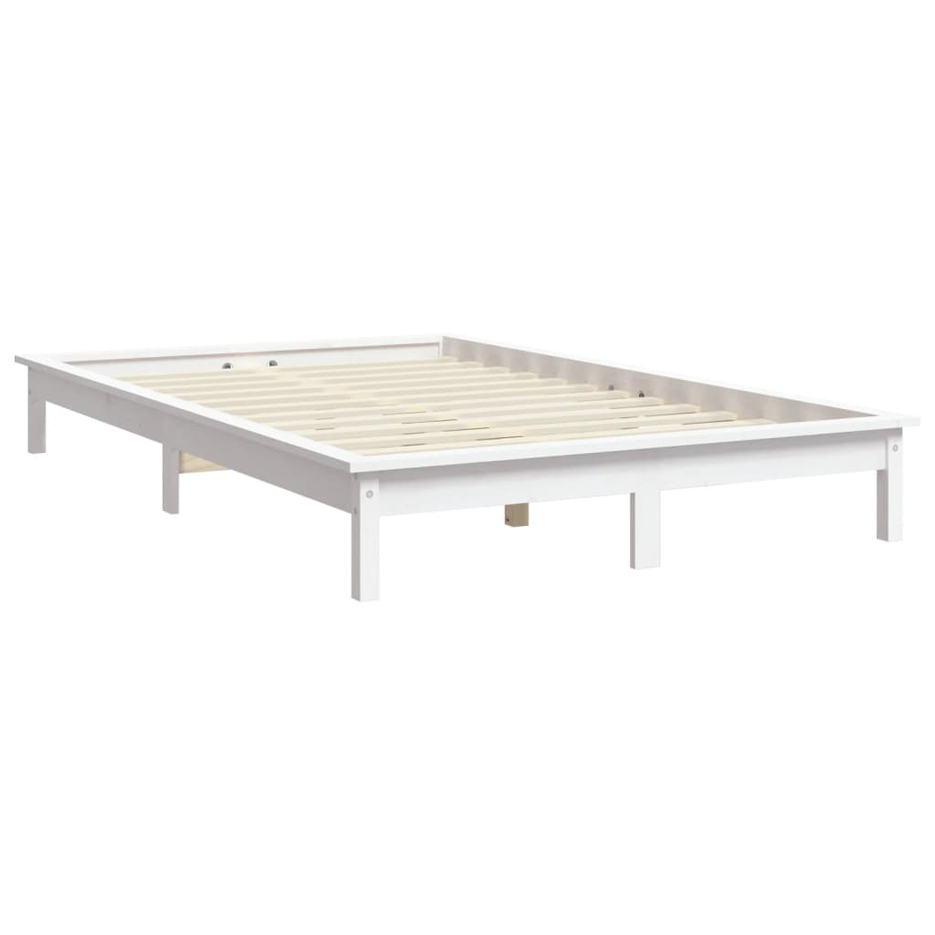 sengeramme uden madras 140x190 cm massivt fyrretræ hvid