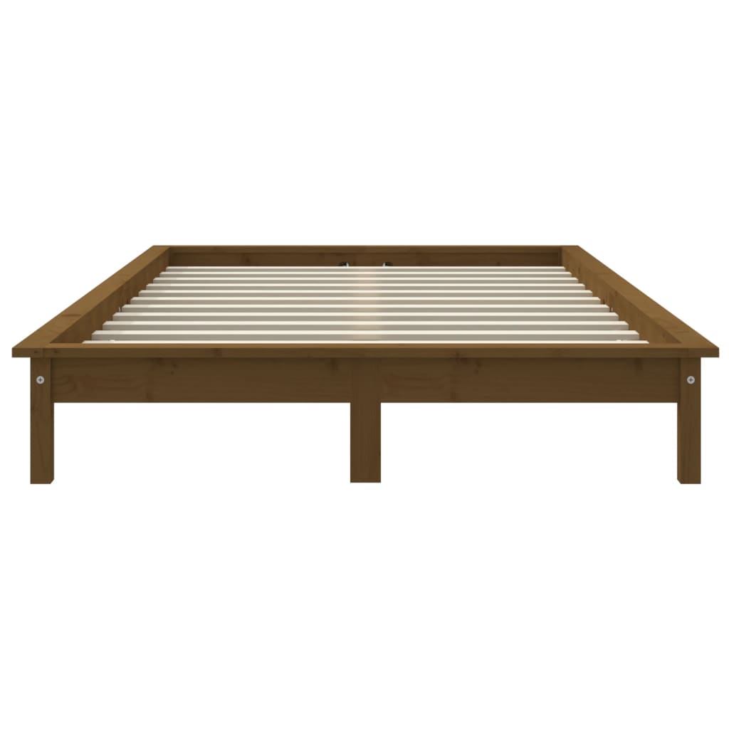 sengeramme 140x190 cm massivt fyrretræ gyldenbrun