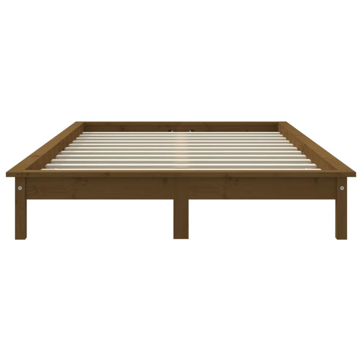 sengeramme 140x190 cm massivt fyrretræ gyldenbrun