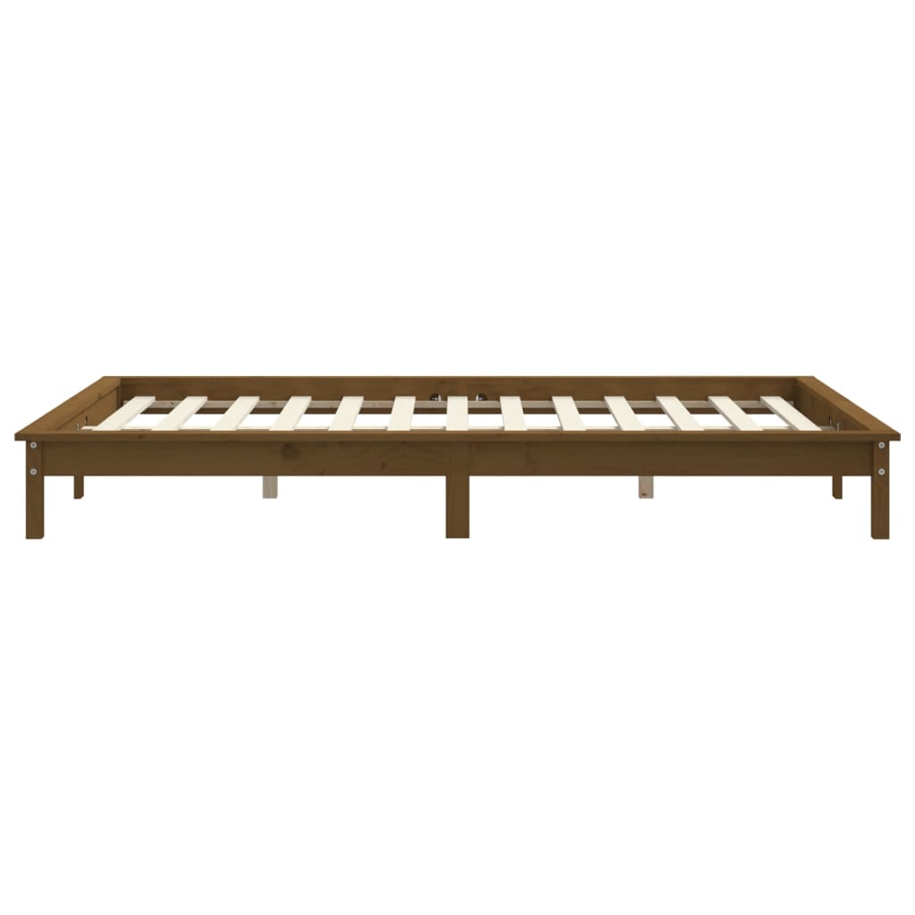 sengeramme 140x190 cm massivt fyrretræ gyldenbrun