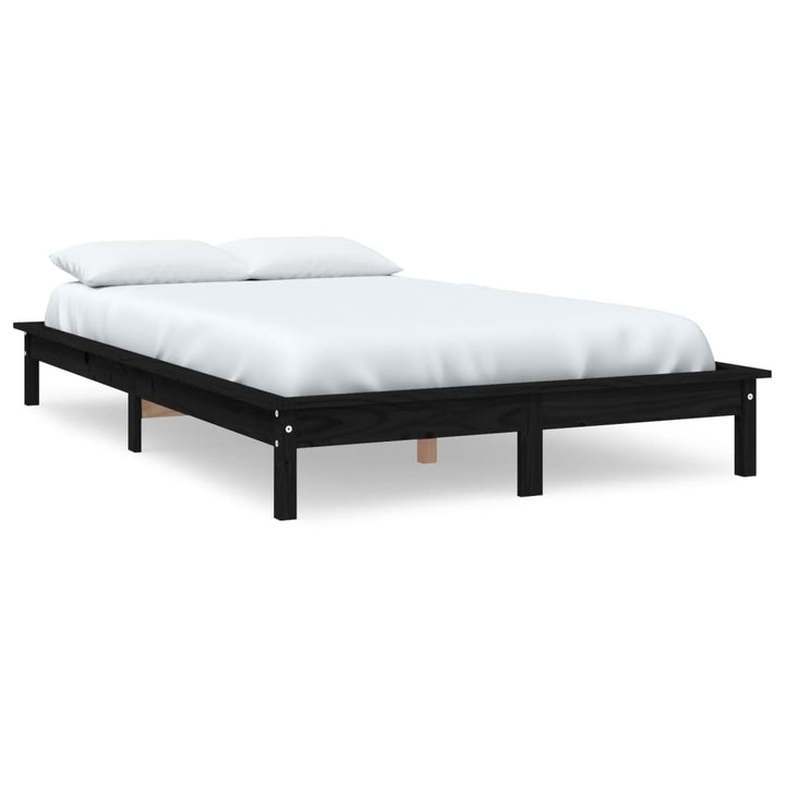 sengeramme 140x190 cm massivt fyrretræ sort