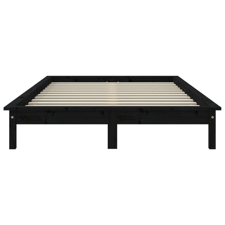 sengeramme 140x190 cm massivt fyrretræ sort