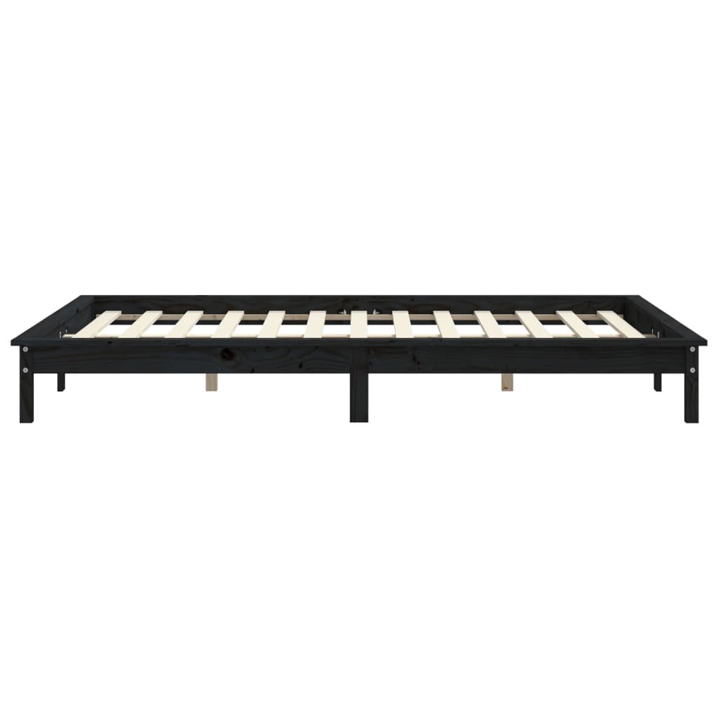 sengeramme 140x190 cm massivt fyrretræ sort
