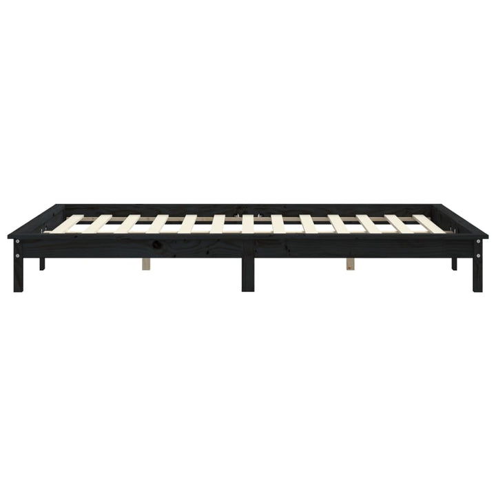 sengeramme 140x190 cm massivt fyrretræ sort