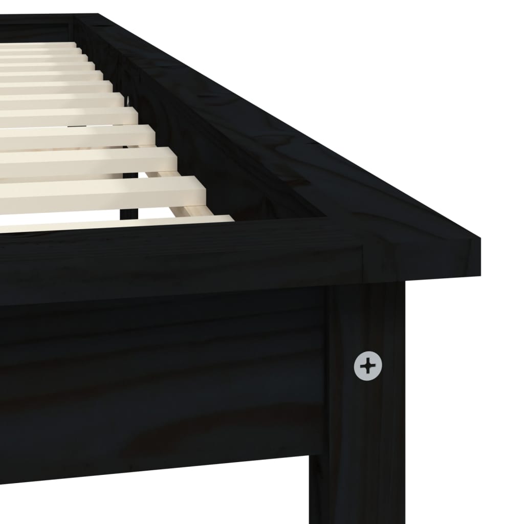 sengeramme 140x190 cm massivt fyrretræ sort