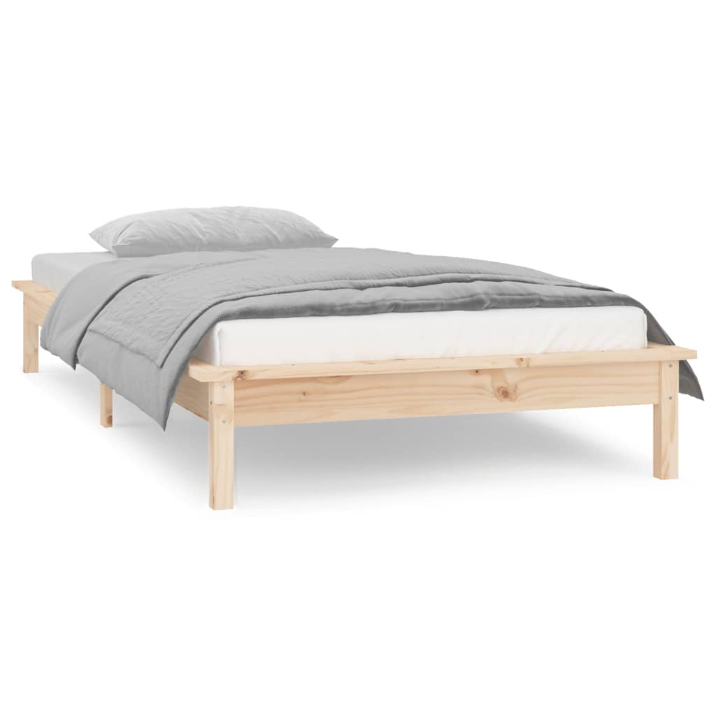 sengeramme med LED-lys 90x200 cm massivt træ