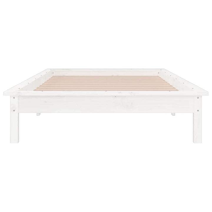 sengeramme med LED-lys 90x200 cm massivt træ hvid