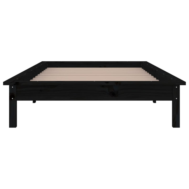 sengeramme med LED-lys 90x200 cm massivt træ sort