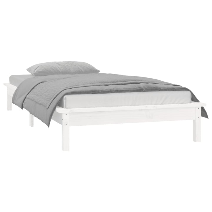 sengeramme med LED-lys 100x200 cm massivt træ hvid