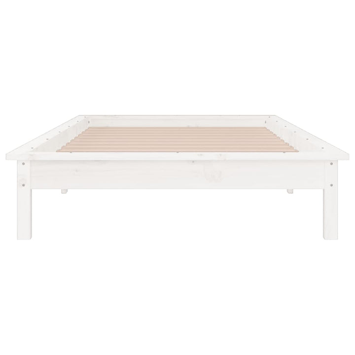 sengeramme med LED-lys 100x200 cm massivt træ hvid
