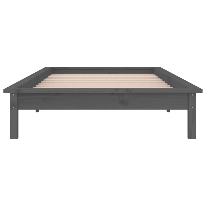 sengeramme med LED-lys 100x200 cm massivt træ grå