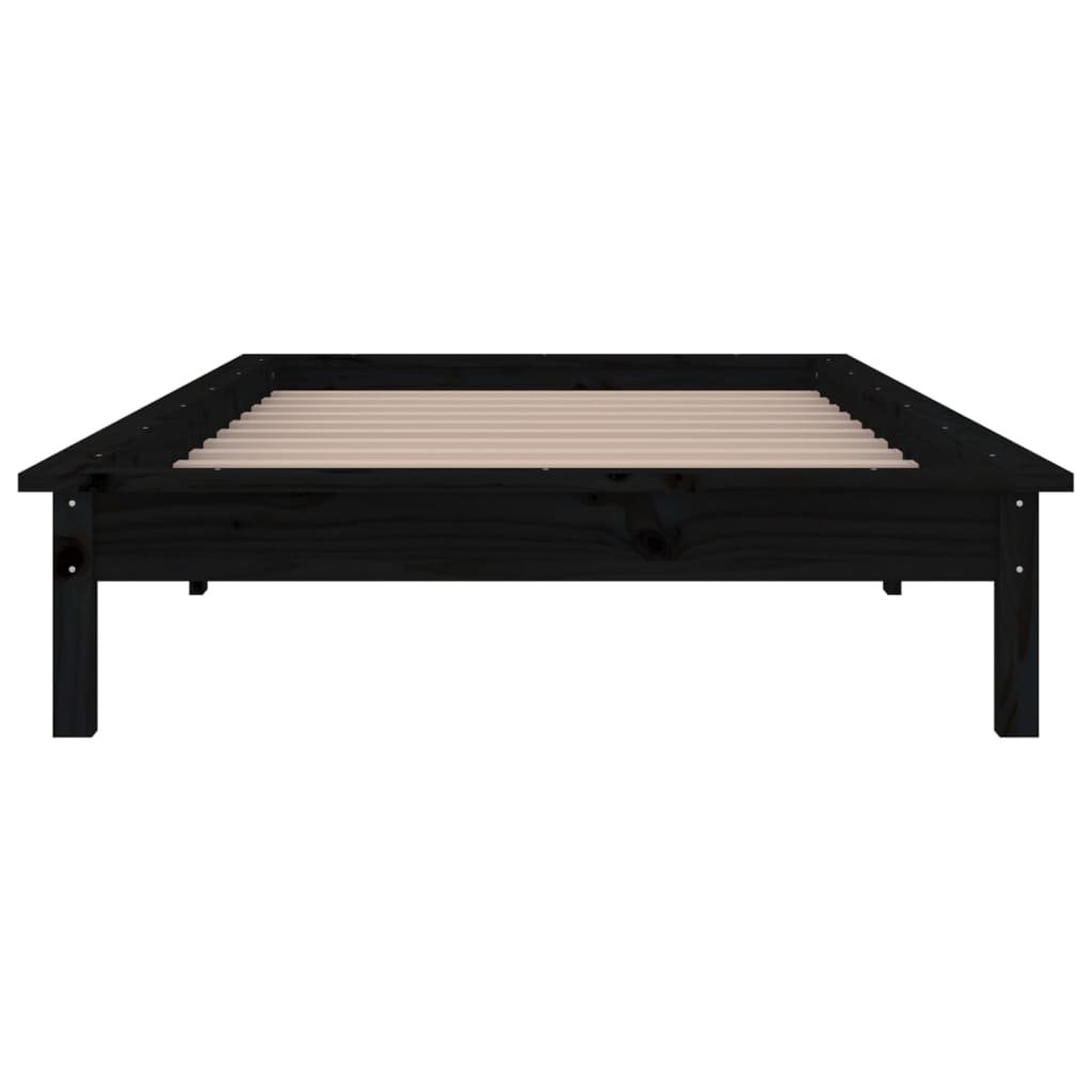 sengeramme med LED-lys 100x200 cm massivt træ sort