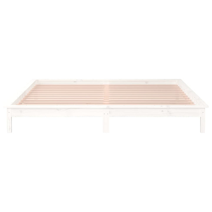 sengeramme med LED-lys 120x200 cm massivt træ hvid