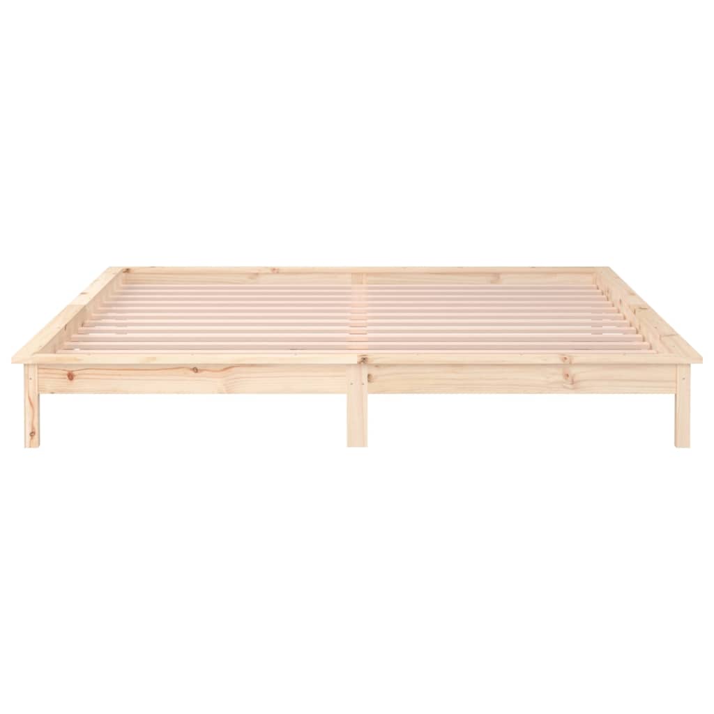 sengeramme med LED-lys 140x200 cm massivt træ