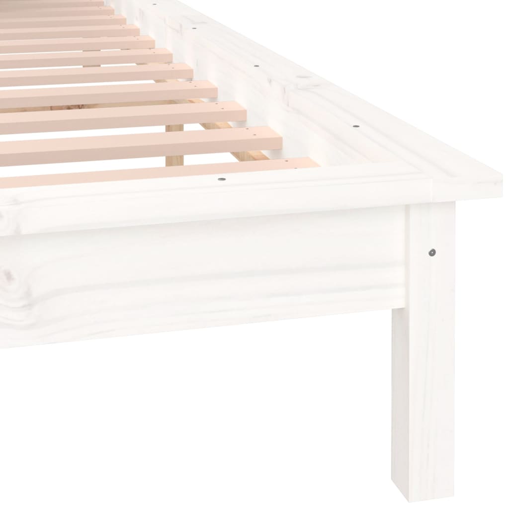 sengeramme med LED-lys 140x200 cm massivt træ hvid