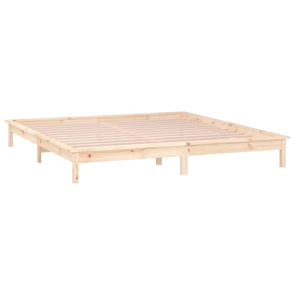 sengeramme med LED-lys 160x200 cm massivt træ