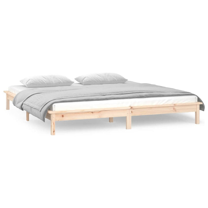 sengeramme med LED 180x200 cm super kingsize massivt træ