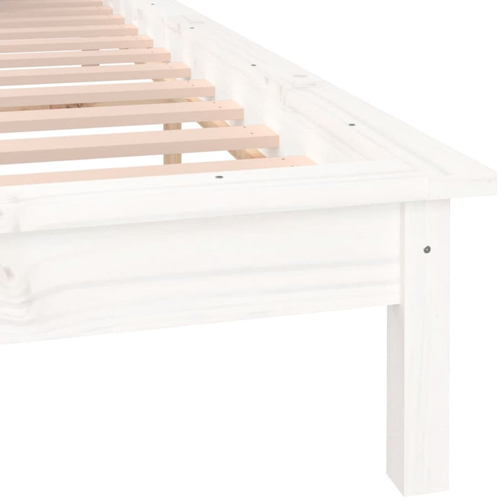 sengeramme med LED-lys 200x200 cm massivt træ hvid