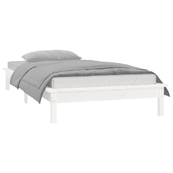sengeramme med LED-lys 75x190 cm Small Single massivt træ hvid