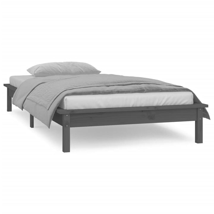 sengeramme med LED-lys 75x190 cm Small Single massivt træ grå