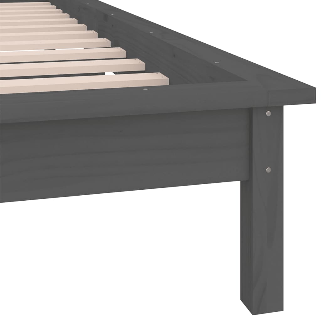 sengeramme med LED-lys 75x190 cm Small Single massivt træ grå