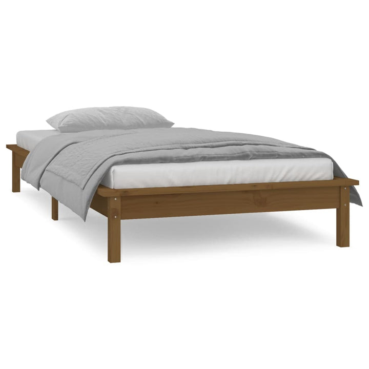 sengeramme m. LED-lys 75x190 cm Small Single massivt træ brun