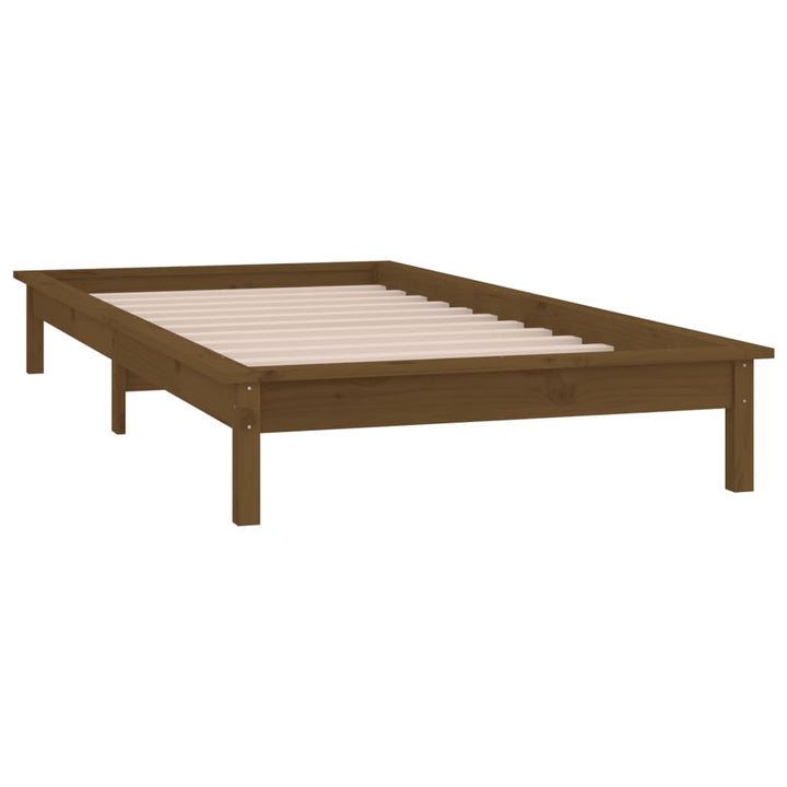 sengeramme m. LED-lys 75x190 cm Small Single massivt træ brun