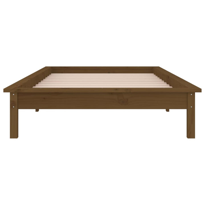 sengeramme m. LED-lys 75x190 cm Small Single massivt træ brun