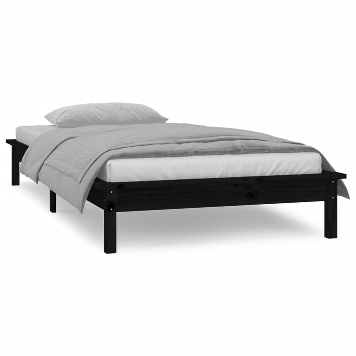 sengeramme med LED-lys 75x190 cm Small Single massivt træ sort