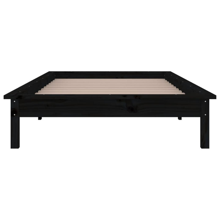 sengeramme med LED-lys 75x190 cm Small Single massivt træ sort