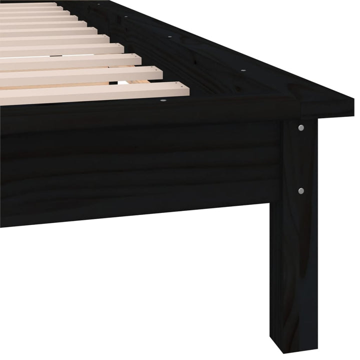 sengeramme med LED-lys 75x190 cm Small Single massivt træ sort