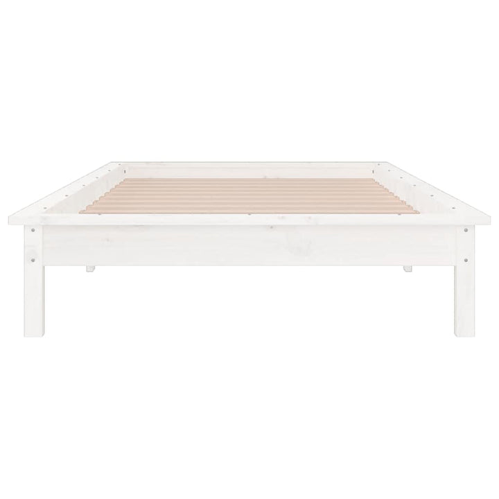 sengeramme med LED-lys 90x190 cm Single massivt træ hvid