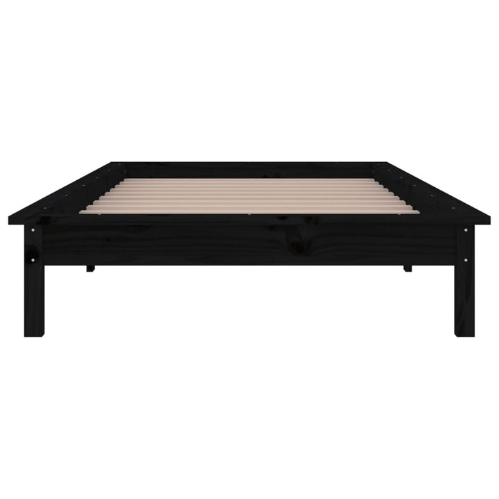 sengeramme med LED-lys 90x190 cm Single massivt træ sort