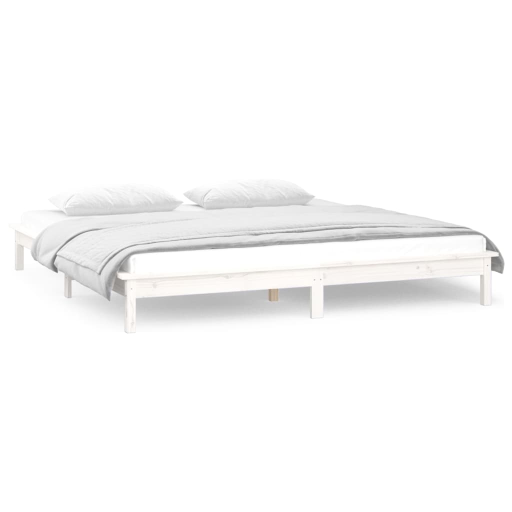 sengeramme med LED-lys 120x190 cm Small Double massivt træ hvid