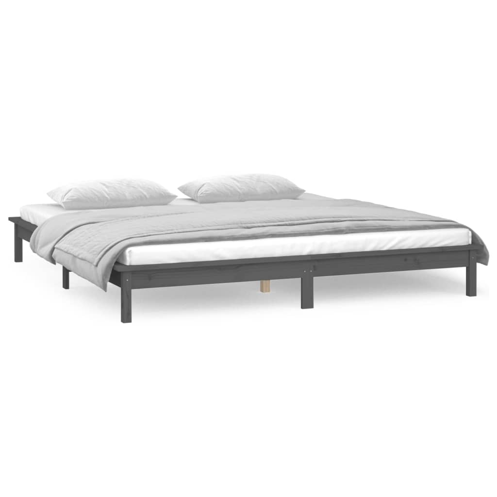 sengeramme med LED-lys 120x190 cm Small Double massivt træ grå